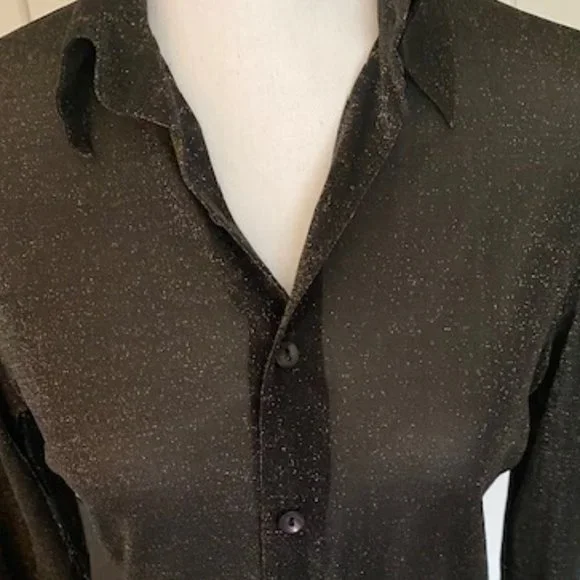 Semi-Sheer Metallic Woman's Buttoned Shirt - Picture 2 of 8